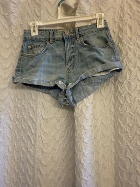 Light Blue Denim High-Rise Women's Shorts